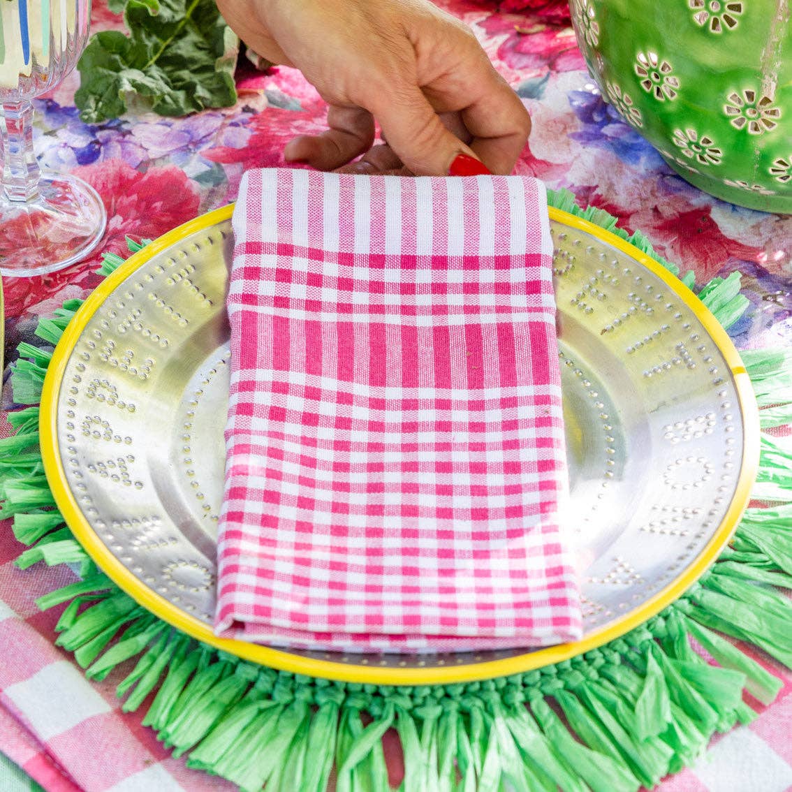 Talking Tables UK – wholesale Dinner & cloth napkin – Raspberry Pink Gingham Fabric Tea Towels - 2 Pack | Kitchenware |1