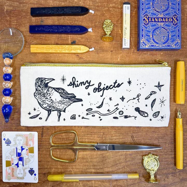 Shiny Objects Pencil Pouch for wholesale by Wolf & Wren Press