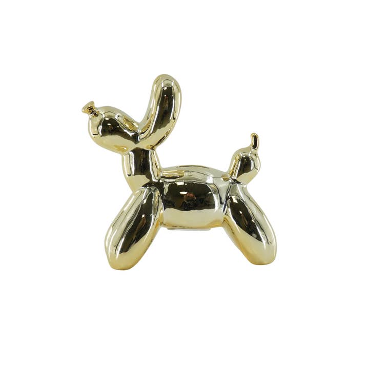 Housevitamin bv - Venta al por mayor Tarro de monedas/hucha de cerdito - Adorno - Hucha Globo Perro - Cerámica - Oro - 17x7x17cm