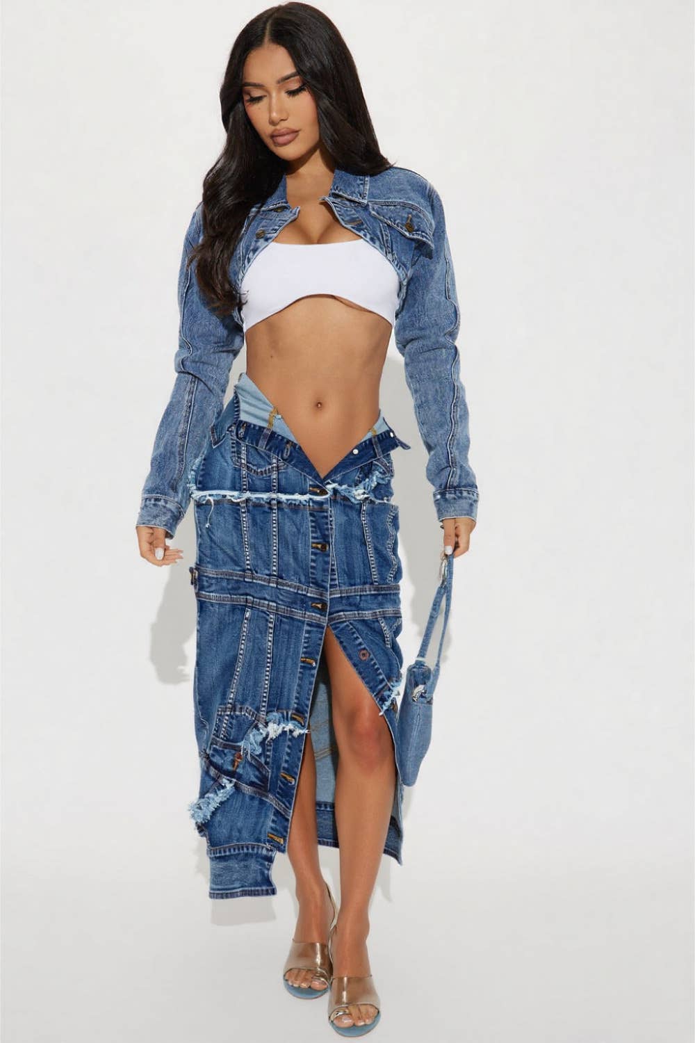5besties inc - Wholesale Skirt - Women's - DESTROYED JACKET INSPIRED DENIM SKIRTS4