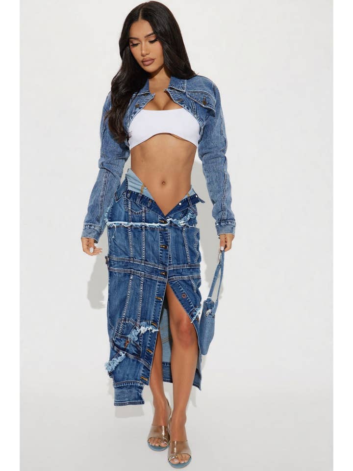 5besties inc - Wholesale Skirt - Women's - DESTROYED JACKET INSPIRED DENIM SKIRTS4