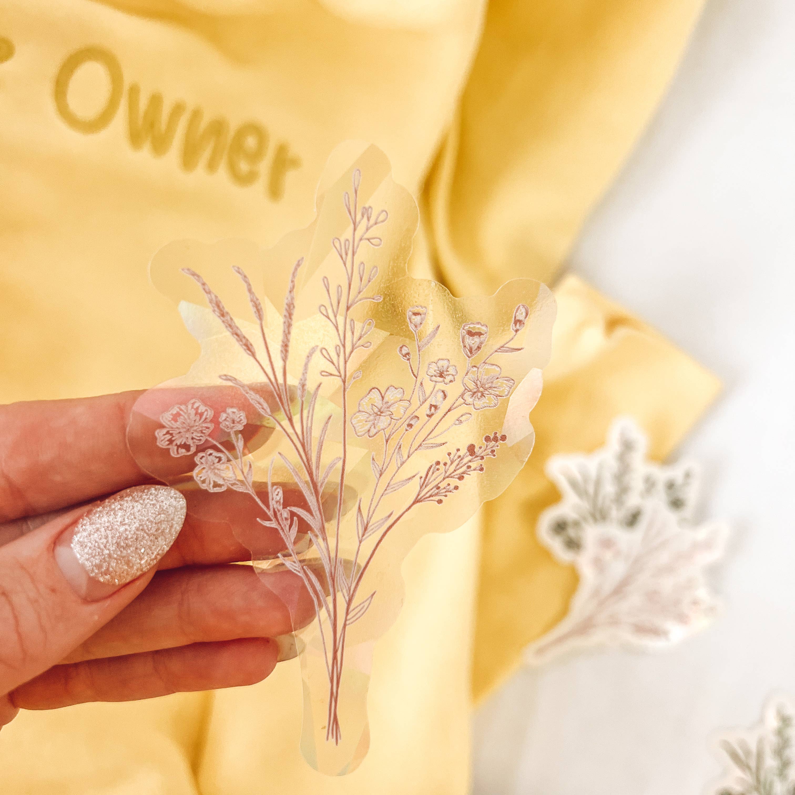 Maddie Green Designs - Wholesale Suncatcher - Pink Wildflower Vinyl Suncatcher Decals1