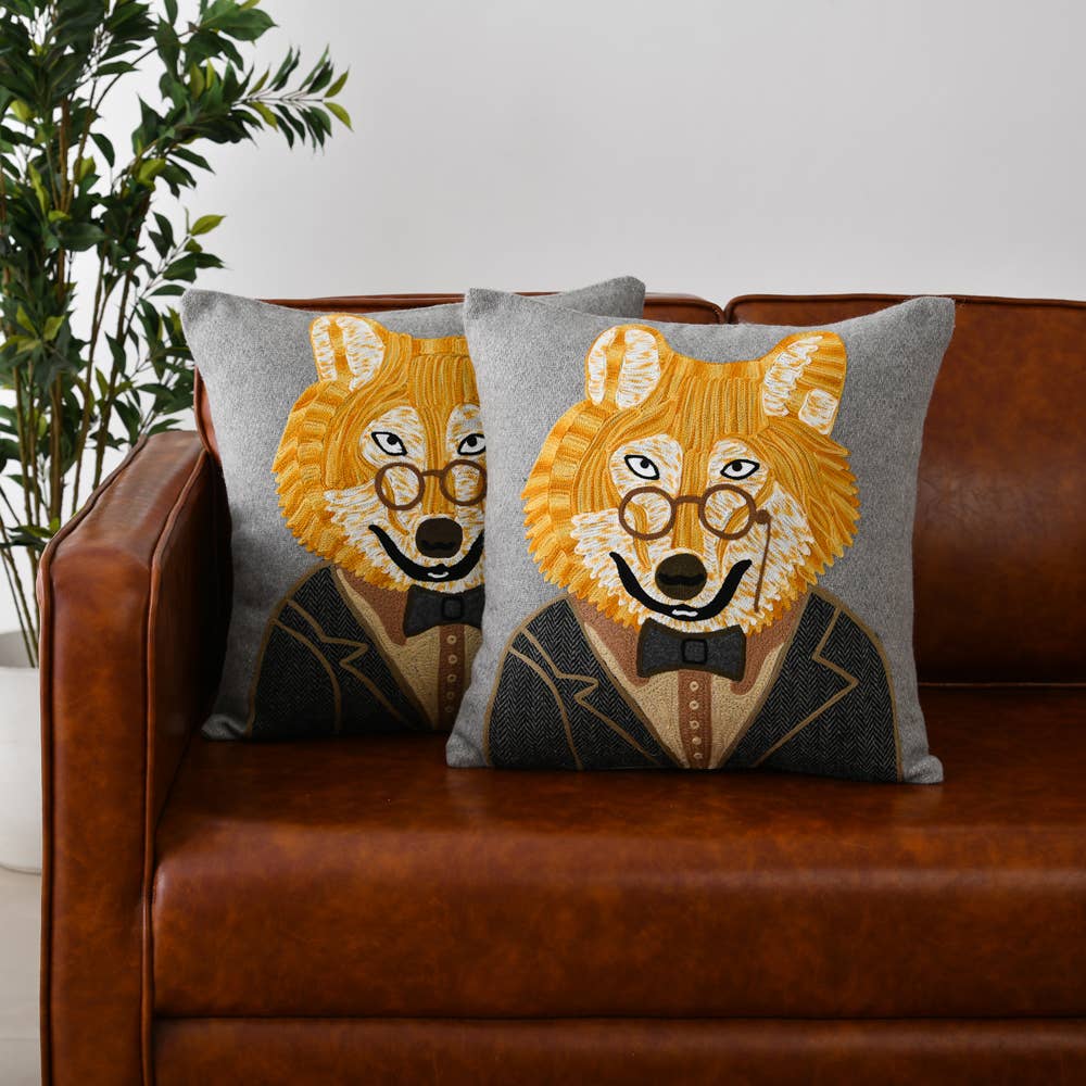 Karma Living – Großhandel Zierkissen – 2ABCC375_GY S/2 FUCHS FILZKISSEN 18X182