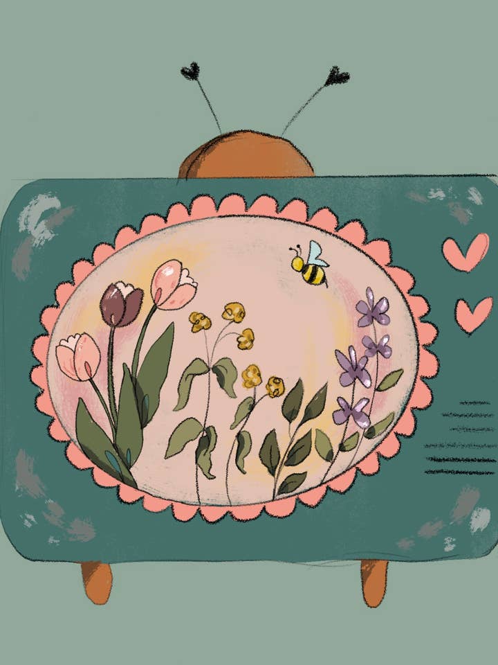 Flower TV Vinyl Sticker for wholesale by Heart in the Woods