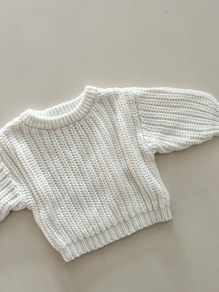 Petite + Co - Wholesale Knit Sweater - Baby - CHUNKY KNIT JUMPER - WHITE