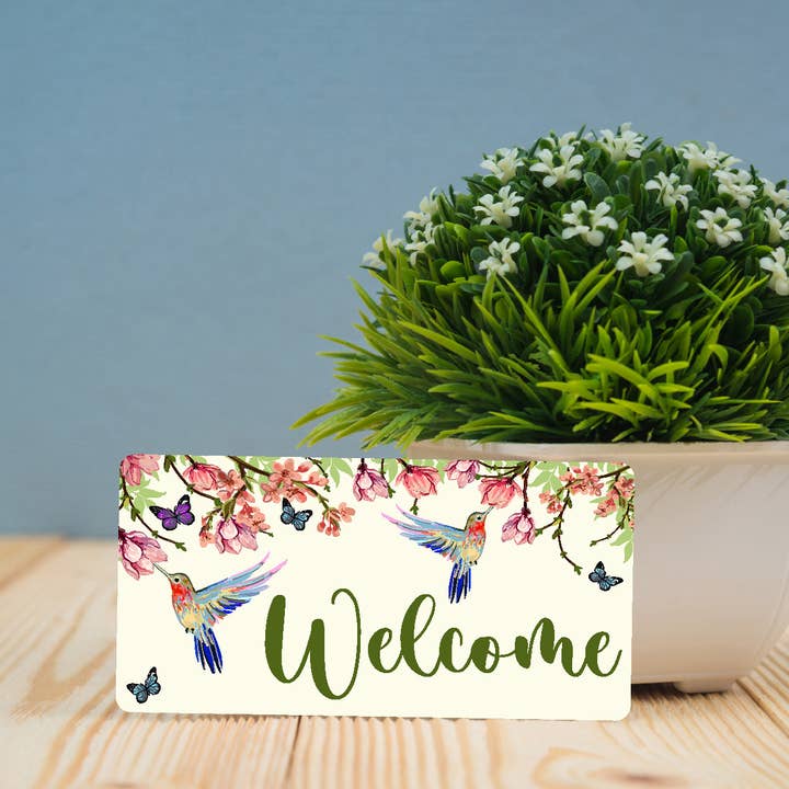 Hummingbird Decorative Welcome Sign for wholesale by Potter's Printing