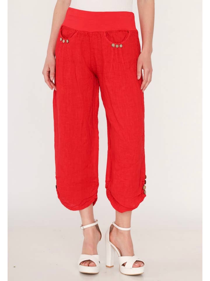 la maison des fibres naturelles - Wholesale Pants - Women's - 100% LINEN cropped pants 66491