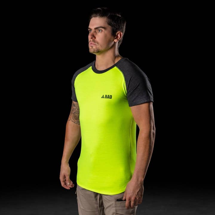BAD WORKWEAR - Wholesale Screen printed t-shirt – Men′s - BAD® TRADEMARK RAGLAN HI-VIS S/S T-SHIRT3