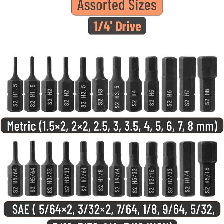 Bates Choice - Wholesale Tool Set - Bates- Hex Head Allen Wrench Drill Bit Set, 25 pcs2