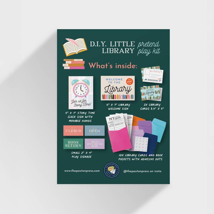 The Paxton Press - Screen-Free Paper Goods for Kids - Wholesale DIY Craft Kit - Kids - Library Pretend Play Kit – Kids Screen-Free Imaginative Play1