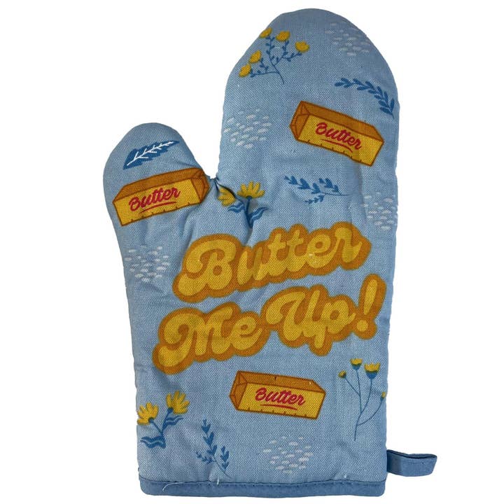 Butter Me Up Oven Mitt Funny Pot Holder Gift for Chef for wholesale by Crazy Dog T-Shirts