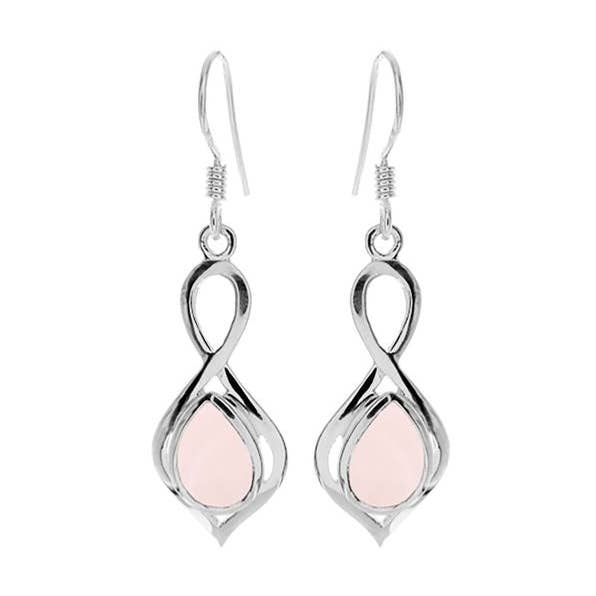 Boucles d'oreilles Lola loop & goutte en quartz rose pour la vente par Kali Ma Designs - Sterling Silver Jewellery