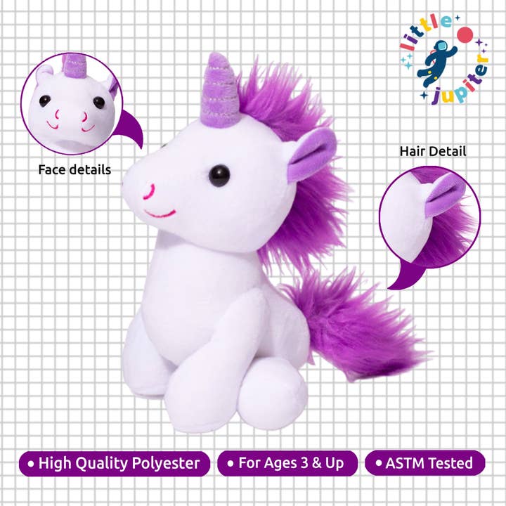 AYK Brand - Wholesale Stuffed/Plush Toy - Kids & Baby - Plush Unicorn Stuffed Animal 7.5" - White