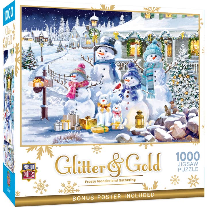 Glitter & Gold - Frosty Wonderland Gathering 1000 Piece Puzzle for wholesale by Masterpieces Puzzles