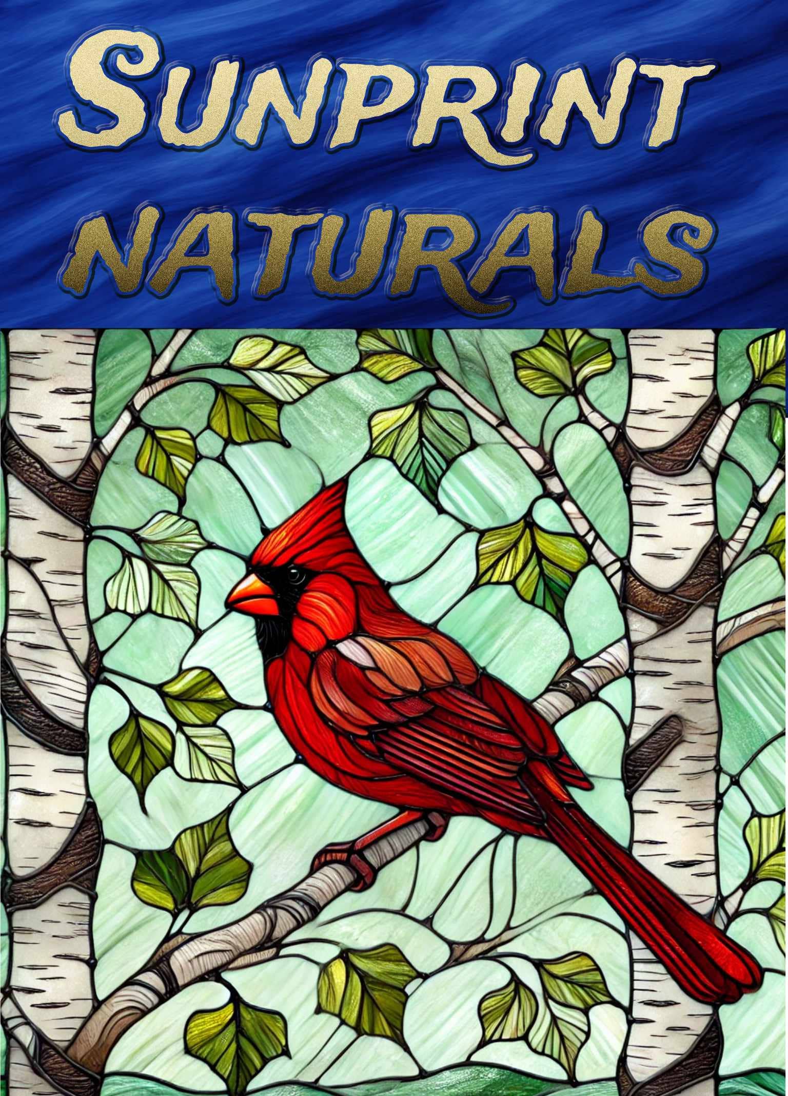 Cosmic Artware - Wholesale Suncatcher - Cardinal on Birch – 5x5” Stained Glass Vinyl Window Cling1