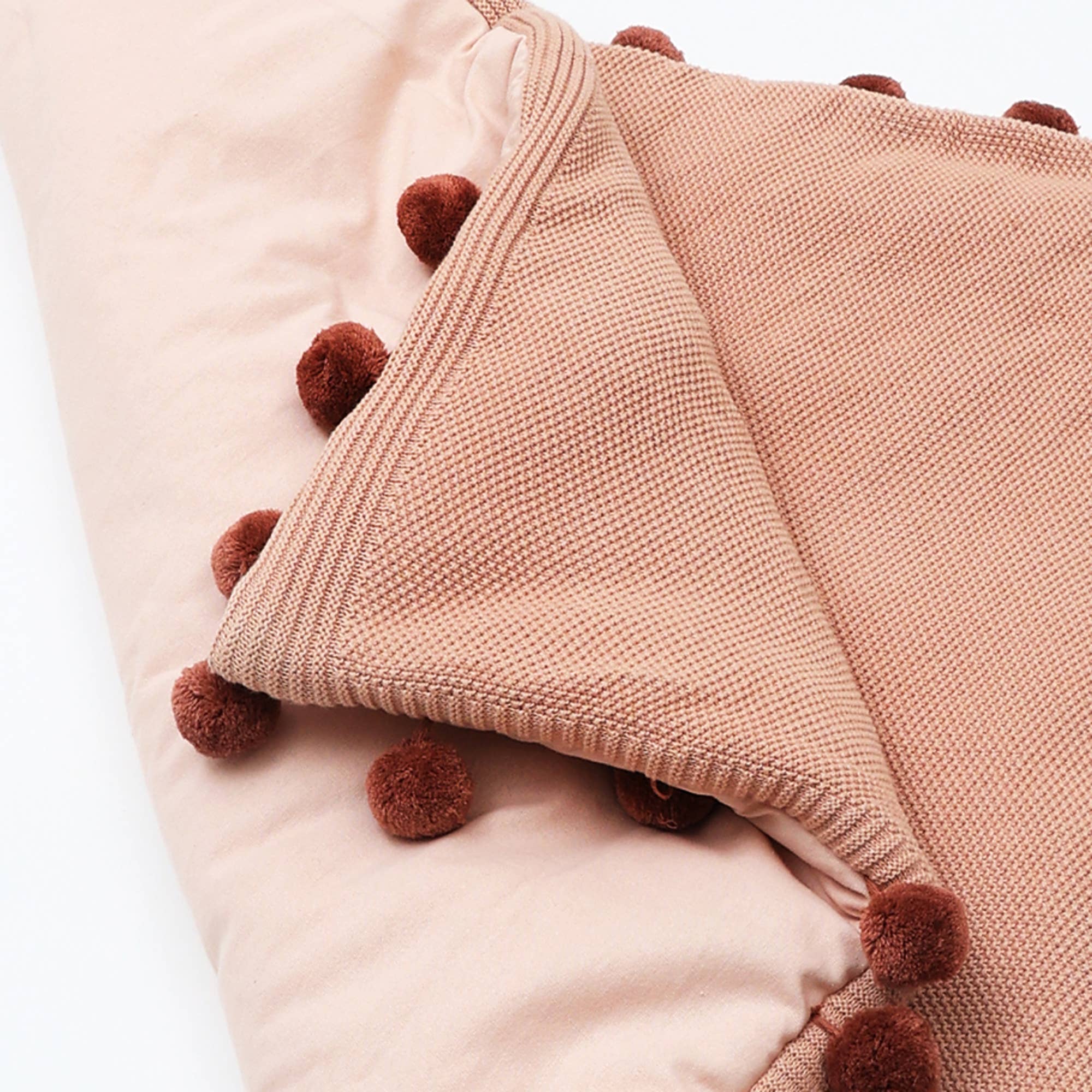 Bambini – wholesale Play mat – Kids & baby – Cotton Knitted Playmat with Pom Pom (Dusty Pink) | 30"X39"3