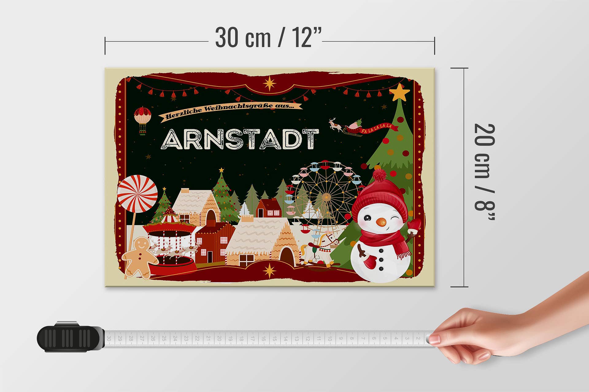 Femer - Wholesale Christmas Wall Art - Wooden sign Christmas greetings ARNSTADT gift 30x20cm3