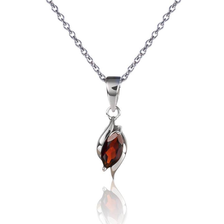925 Sterling Silver Garnet Marquise Pendant Necklace for wholesale by Namana