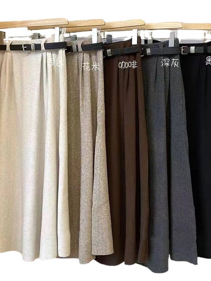 Marayn – wholesale Skirt – Women’s – Chic Korean Knit Midi Skirt HighWaisted Slimming ALine11