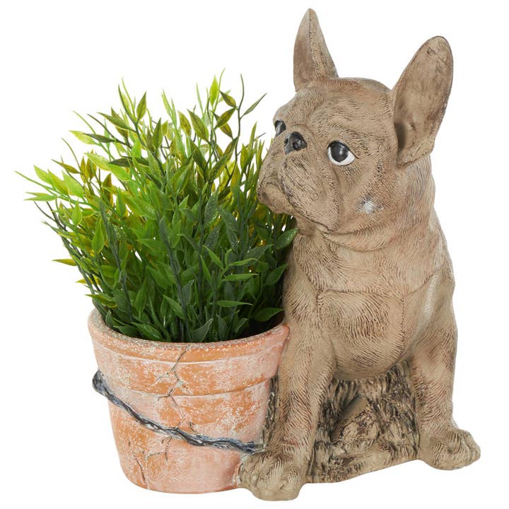 Resin French Bulldog (Dog) Planter - 11" for wholesale by Will's Company
