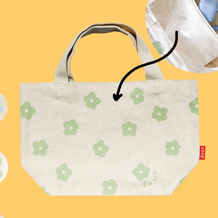 Dous - Wholesale Tote Bag - Women's - flower cotton canvas mini tote bag zippered pocket10