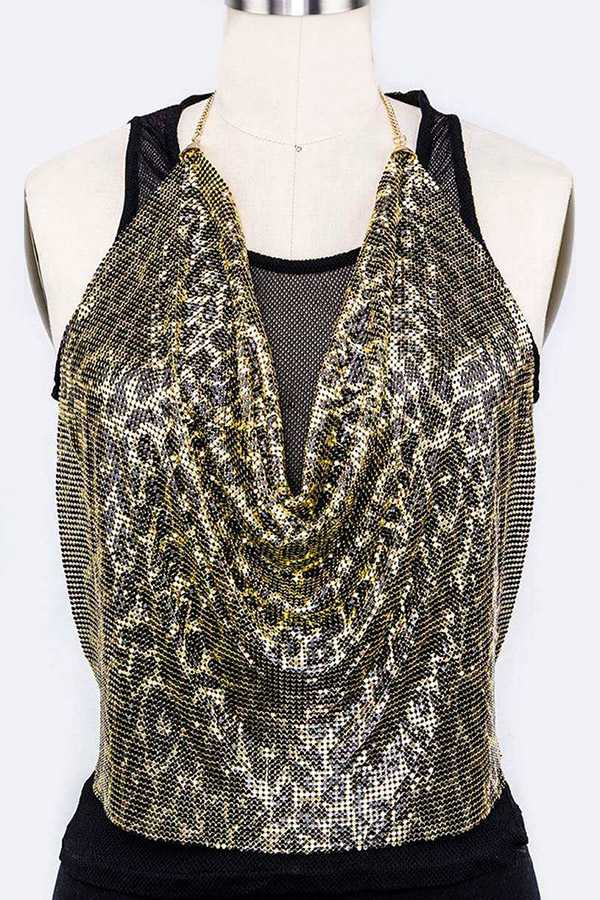 Artini Accessories - Wholesale Face/Body Chain - Metallic Chainmail Iconic Halter Top1