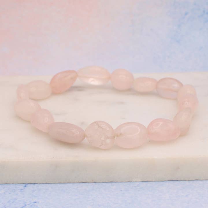 Tumbled Rose Quartz Stone Stretch Bracelet for wholesale by ZAD