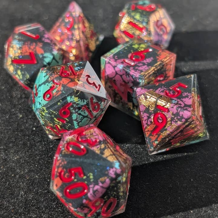 EBONWOOD - Wholesale Dice - Runeburst - 7 Piece Luxury D&D Dice Set