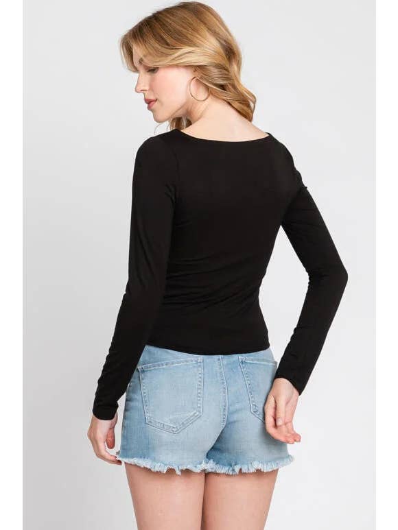 Final Touch - Wholesale Knit Top - Women's - Double Layered Square Neck Basic Top - T1710914