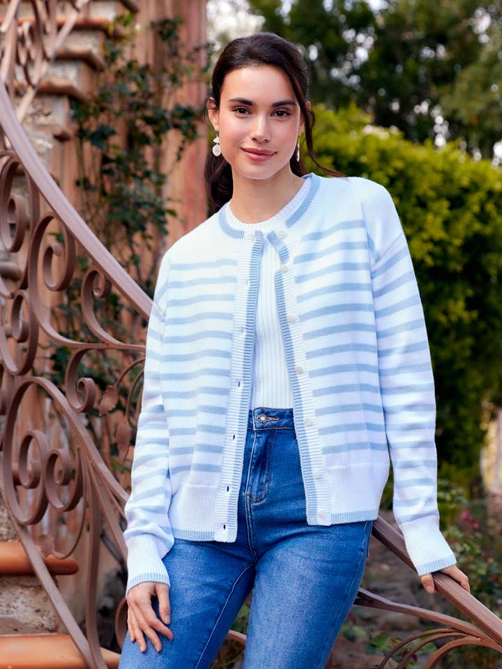 Stripe Cardigan Sweater for wholesale by Karen Kane