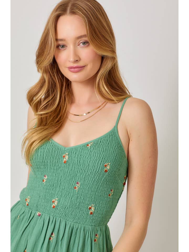 Mystree - Wholesale Dress - Women's - 60683 Embroidered Double Gauze Smocked Dress