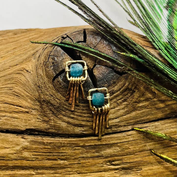 Rachel Renee Jewelry - Wholesale Dangle Earrings - GRETA Dainty Fringe Gemstone Studs - More Colors Available12