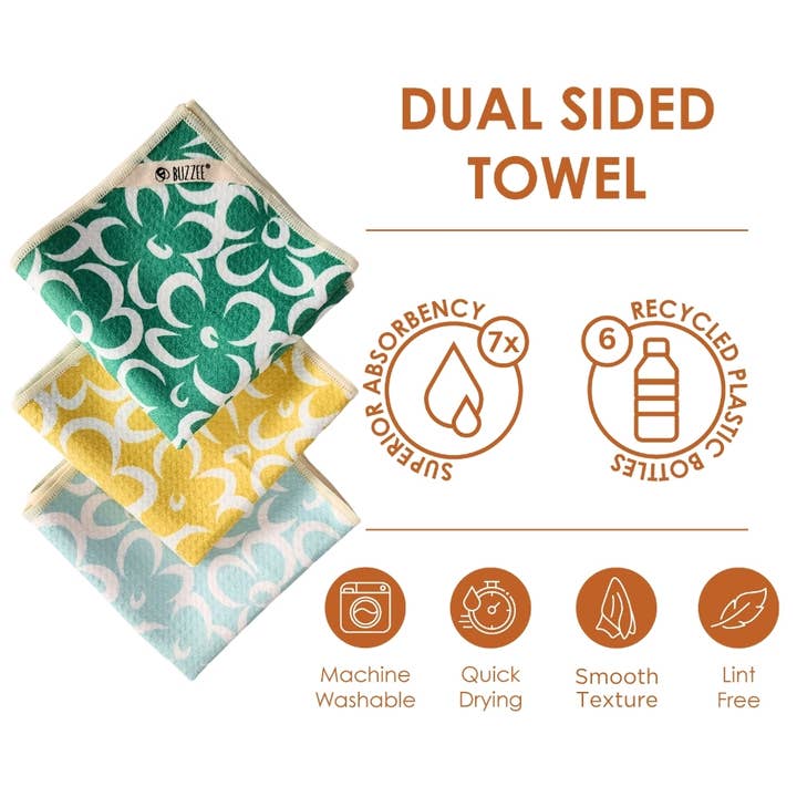 Buzzee - Wholesale Dishcloth - Daisy - Dual Sided Dishcloth - Wash Cloth - Mini Towels