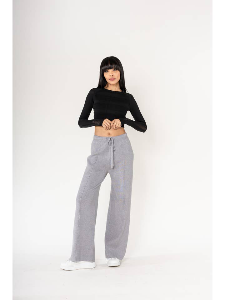Nina Carter - Wholesale Pants - Women's - F025 Flared Cocooning Comfort Knit Trousers