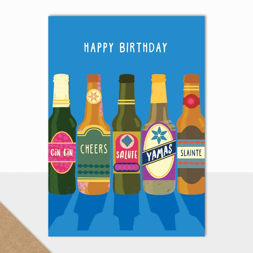 Laura Darrington Design Ltd – wholesale Birthday card – Bloom - Happy Birthday (Beer Bottles)0