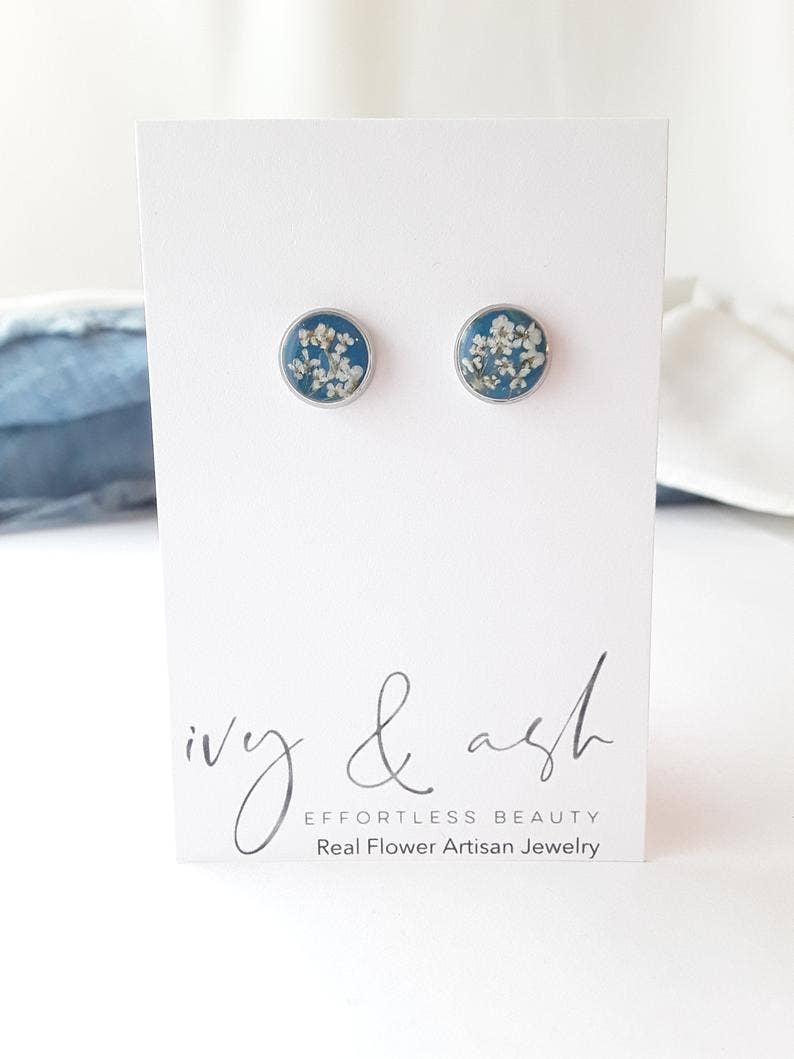 Ivy & Ash Boutique - Wholesale Stud/Post Earrings - Earth Tone Collection, Real Flower Studs3