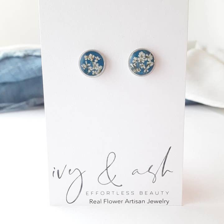 Ivy & Ash Boutique - Wholesale Stud/Post Earrings - Earth Tone Collection, Real Flower Studs3