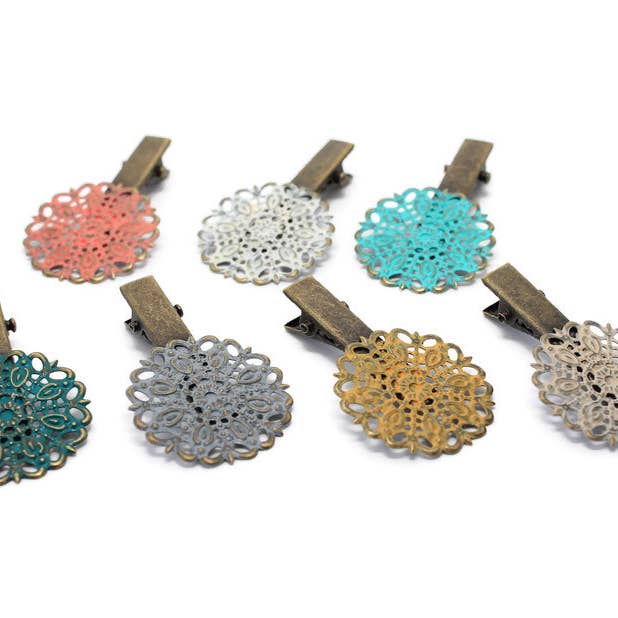 Darling Hair Clip - Metal Filigree Cottage Core Fashion for wholesale by Gleeful Peacock