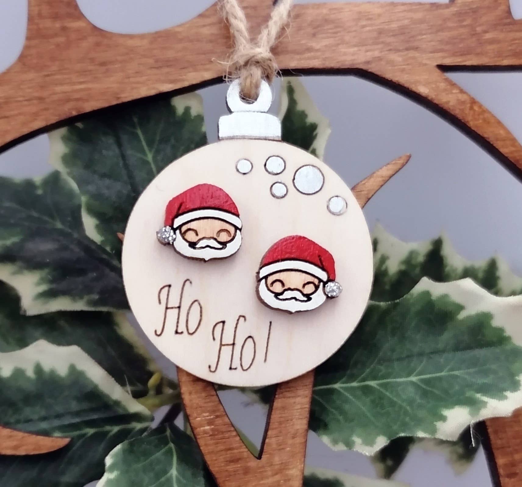 WoodenTalesCollection - Wholesale Jewelry Stand & Display - Christmas stud earrings on wooden christmas tree display.3