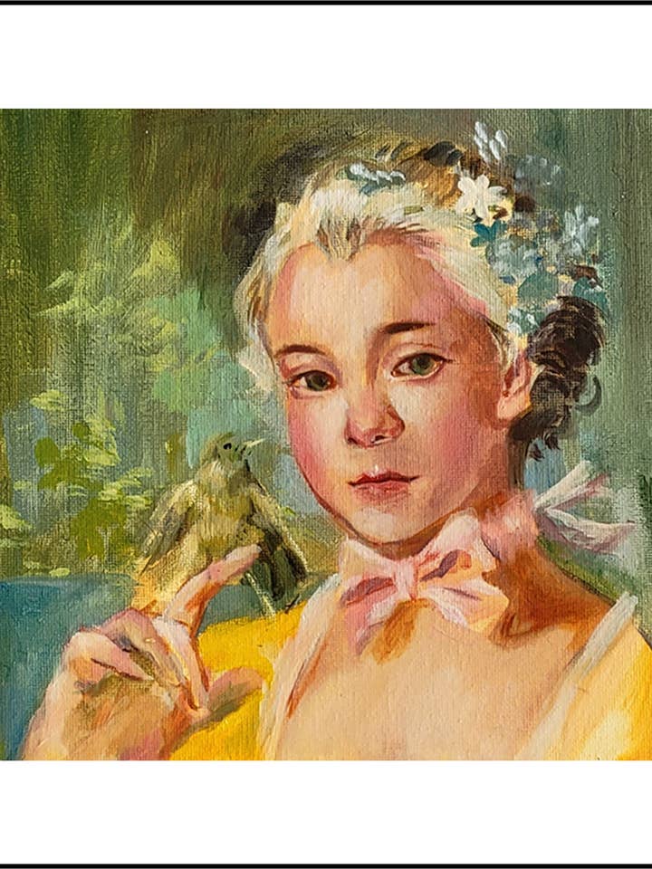 Senhora e o Seu Pássaro IMPRESSÃO DE ARTE por atacado de TRANGS.ART