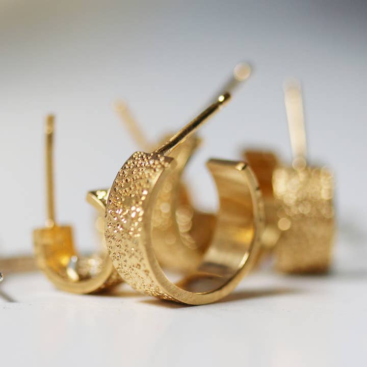 GRAND HUGGIE HOOPS diamond dusted for wholesale by Christina Kober Designs