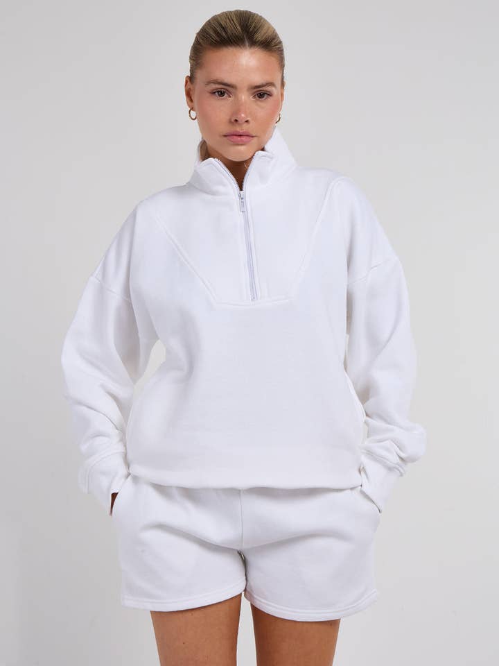 AX Labels - Wholesale Lounge Set - Women's - 1/2 Zip Top & Shorts Fleece Co-ord60