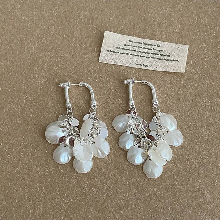 White Earwish - Shell Shaped Tassel Earrings for Women for wholesale on Faire2