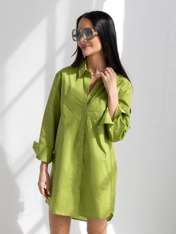 Abito camicia in popeline Preslie Basic Cactus per la vendita all'ingrosso da parte di Care Tucker