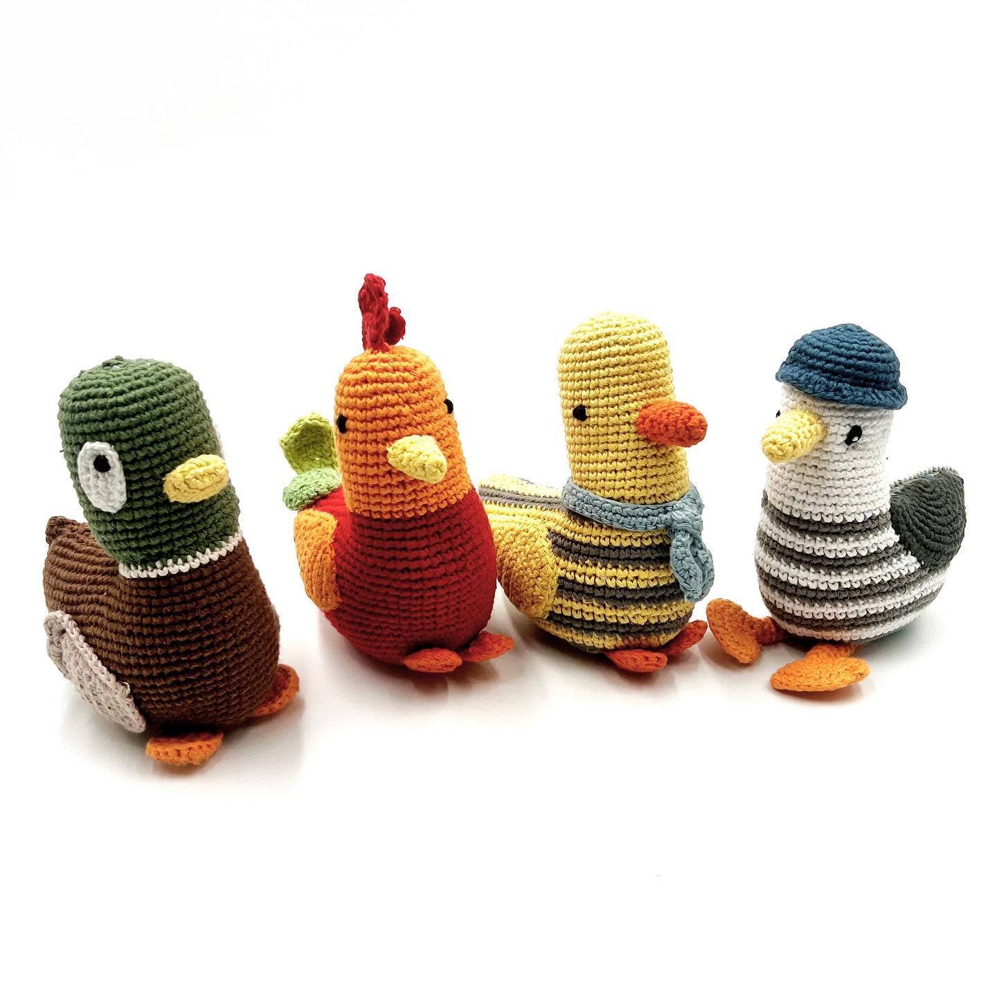 Pebblechild – wholesale Handheld rattle – Baby – Crochet Baby Toy Rooster rattle-red3