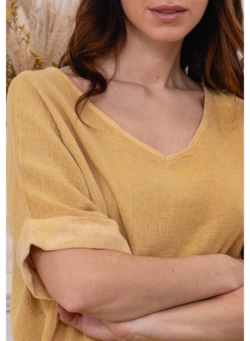 LINEN & COTTON HOUSE – Blusa - Mulher por atacado – Camisa de algodão e linho tamanho único24