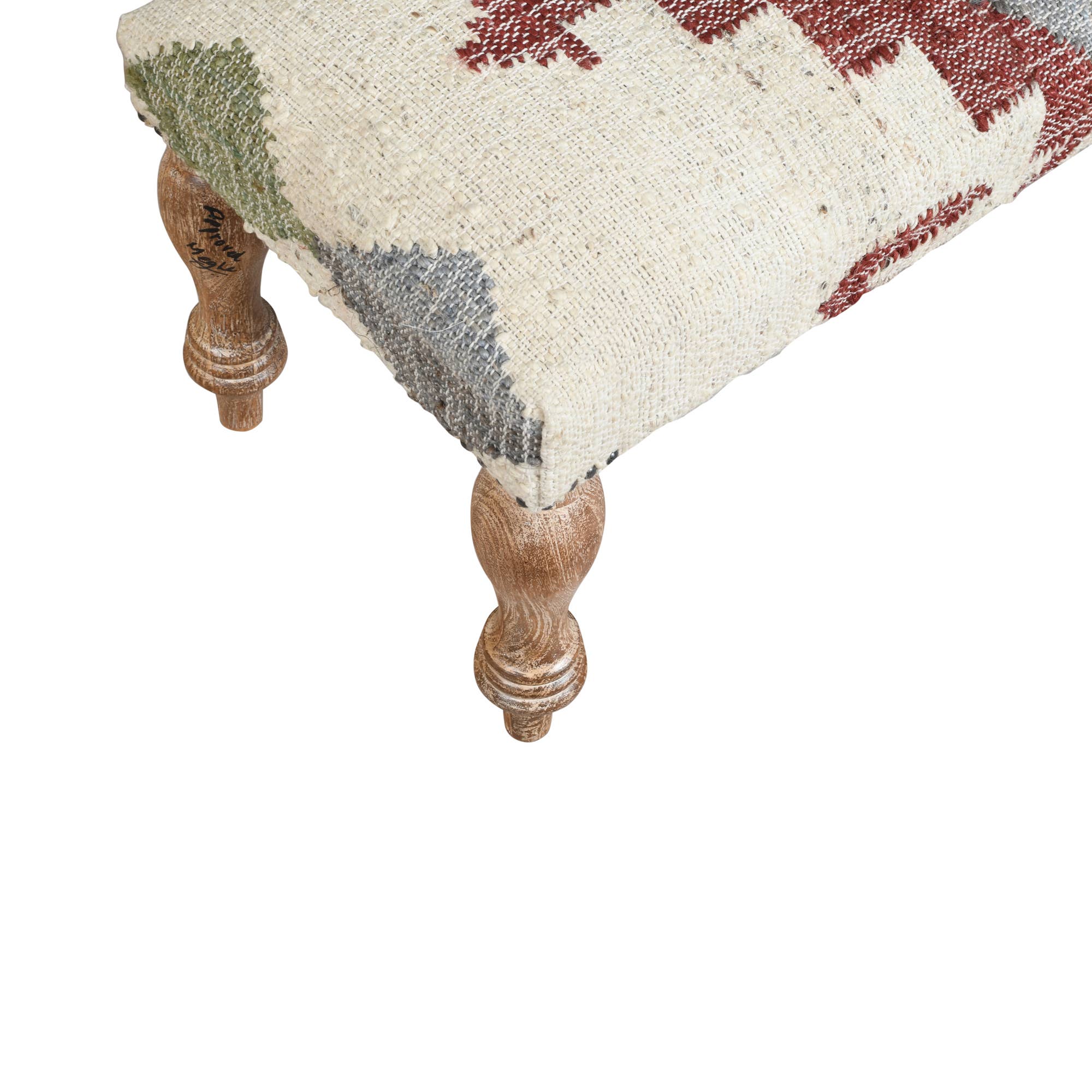 LR Home - Wholesale Bench - Handmade White-Wash Mango Wood Bench with Metal Base1