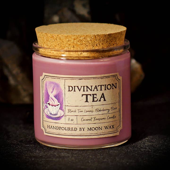Bougie de Divination au Thé | 8 oz Cire de Coco et d'Abeille, Non-Toxique pour la vente par Moon Wax
