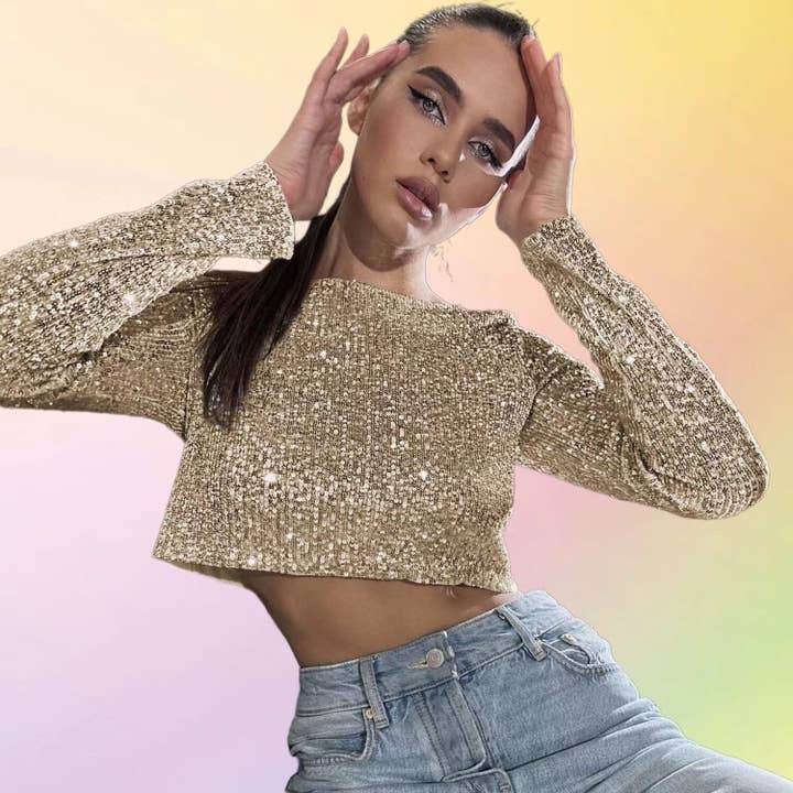 Conjunto de Top de Manga Larga y Falda de Lentejuelas para Mujer 2023 para venta al por mayor de Ekartini