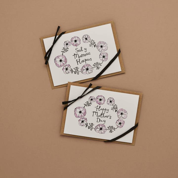 Anemone Flowers Mother's Day Cards - Sul y Mamau for wholesale by Buddug